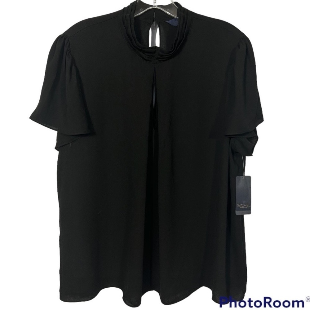 Rachel Roy Short/Cap Sleeves Black Blouse Size XL - Picture 2 of 8